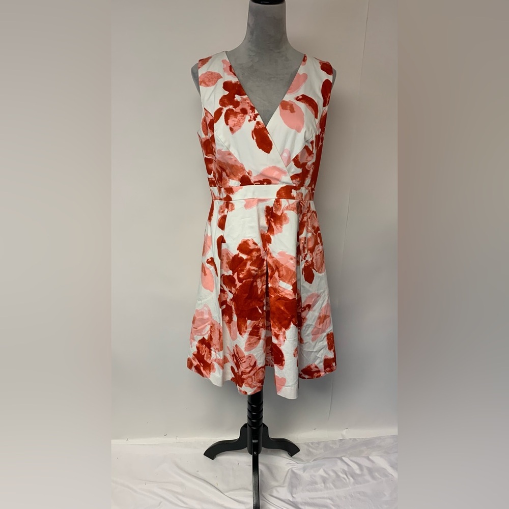 ELLEN TRACY Dress Fit & Flare Pleated Skirt Watercolor Abstract Floral SZ 10 - Picture 1 of 11